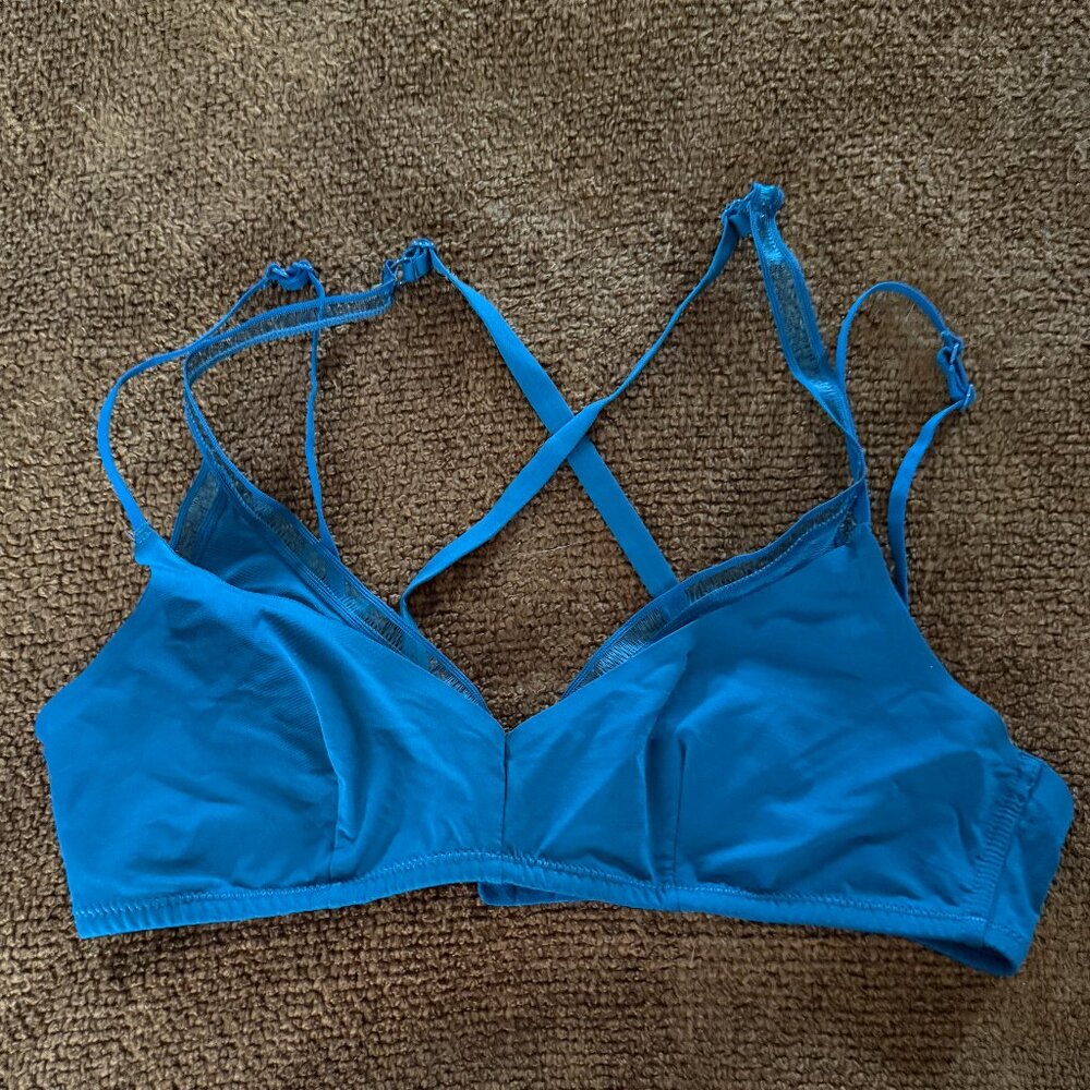EUC Vintage Turquoise Mesh Double-Layer Strappy Bralette